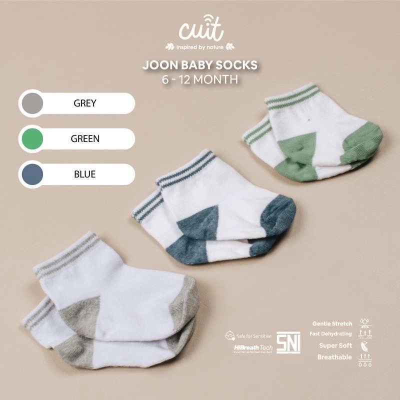 Product image Cuit Basic Sock Kaos Kaki Anak Bayi Stripe Garis Unisex Joon M (6-12 Month) White Green